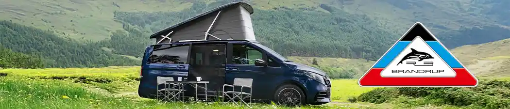 Mercedes Marco Polo Camper Camping, ausgestattet mit Brandrup-Zubehör für maximalen Komfort und Outdoor-Genuss.